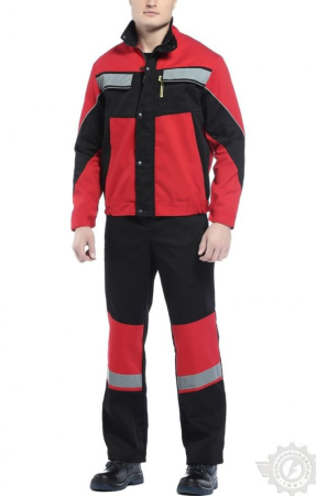 Костюм "Арго", куртка, п/к, черно-красный