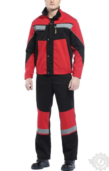 Костюм "Арго", куртка, п/к, черно-красный