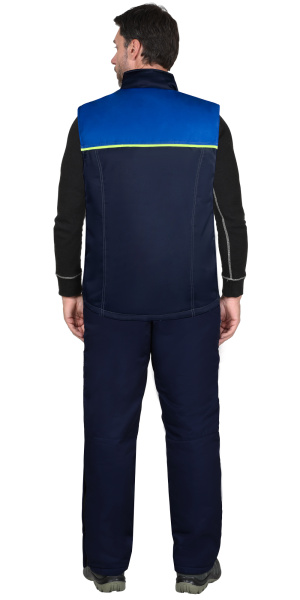 Жилет утепленный ФАВОРИТ мужской, темно-синий с васильковым, 80% ПЭ, 20% ХБ