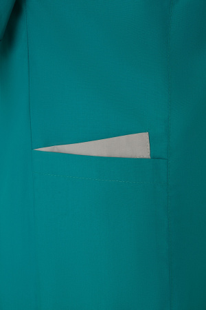 Халат ЭВЕЛИН с коротким рукавом женский т.зеленый/св.серый