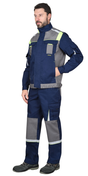 Куртка "СТАН" синяя со средне-серым и лимонной отделкой