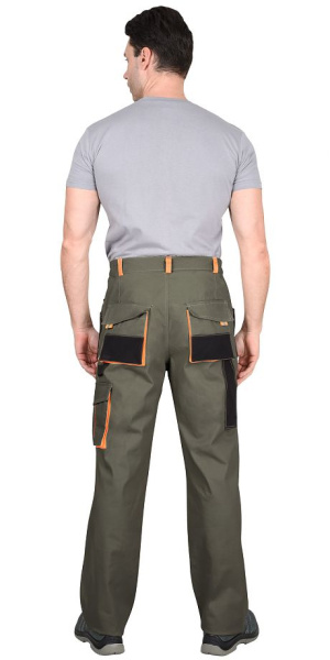 Брюки "МАНХЕТТЕН" оливковый с оранжевым и чер. тк. мех. стрейч пл 260 г/кв.м