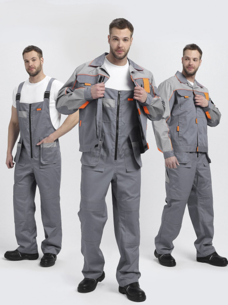Костюм Драга-2 (тк.Смесовая МВО,240) п/к, серый/св.серый/оранжевый