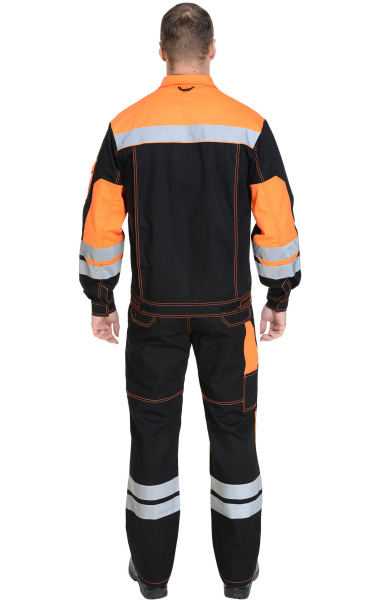 Костюм "Профессионал-2", куртка, п/к, с СВП (СОП) черно-оранжевый