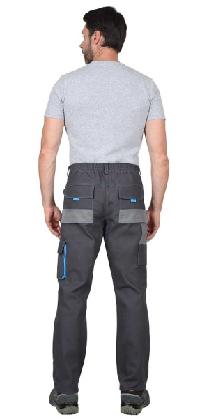 Брюки "Двин" т.серые со средне серым и голубой отделкой