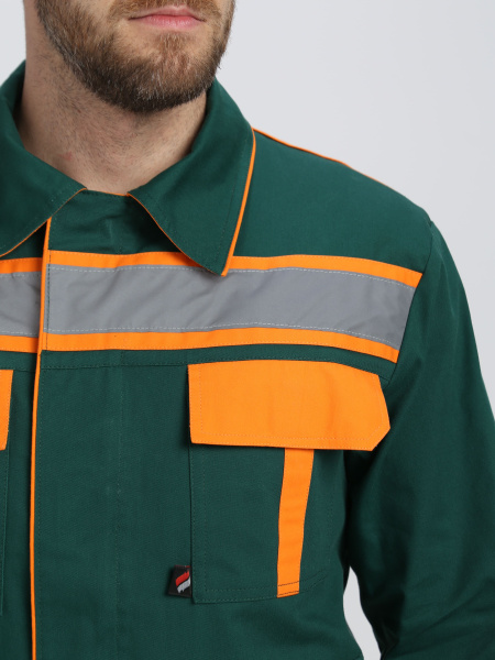 Костюм ИТР СОП IMP (тк.Саржа,250) брюки, т.зеленый/оранжевый