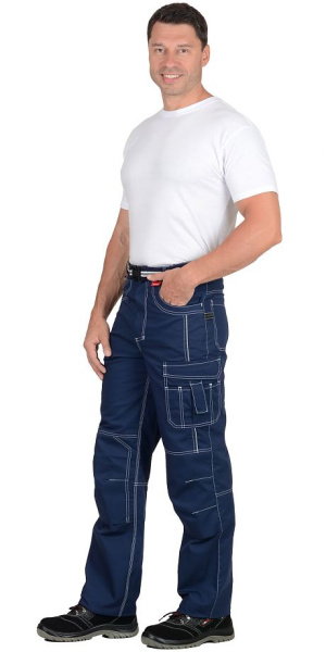 Брюки мужские летние "ПРЕСТИЖ" синие, кант СВМ