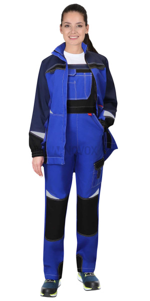 Костюм ФАВОРИТ-МЕГА женский, куртка, п/к васильковый с т.синим