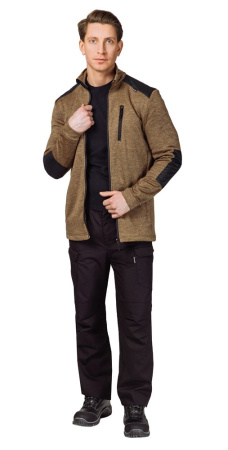 Куртка "Валма" трикотажная горчичный меланж/чёрный