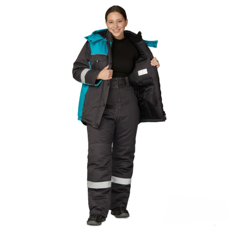 Брюки женские утеплённые "Бренд" тёмно-серые