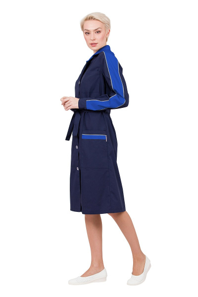 Халат женский "Жасмин" цвет темно-синий/василек