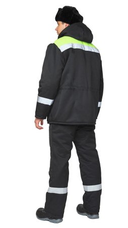 Костюм мужской утеплённый "Коммунальщик" чёрный/лимонный, куртка + п/к