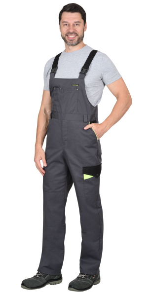 Костюм "Престиж" куртка кор. (чз), п/к, т. серый с лимонным кантом 