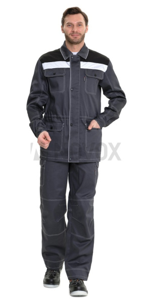 Куртка мужская летняя "Эко-Труд" тёмно-серый/чёрный/светло-серый, СОП