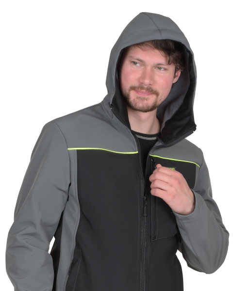Куртка "Спринтер Софт" удлиненная, черная с серым (ЧЗ)