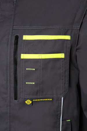 Костюм НЭКСТ (NEXT), куртка с отстегивающимися рукавами, брюки, графит/лимонный