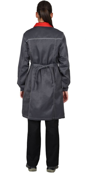 Халат женский "Флорида", серый с красным