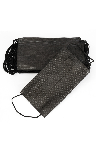 Маска одноразовая трехслойная из нетканого материала, нестерильная черная (упаковка 50 штук) черная