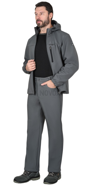 Костюм "Азов", куртка (чз), брюки, с капюшоном серый софтшелл пл 350 г/кв.м