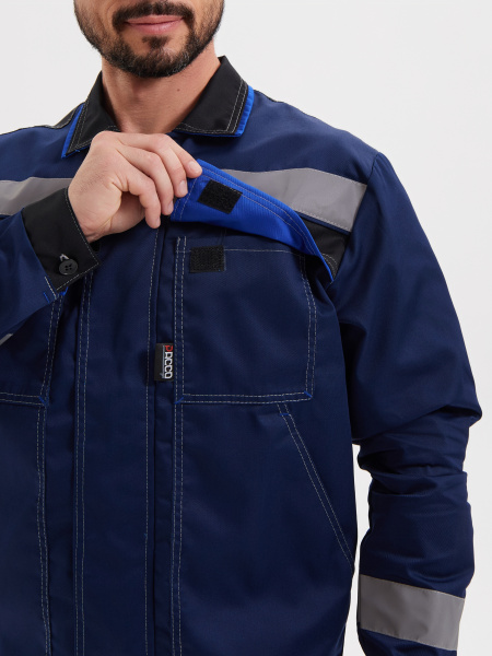 Костюм "Система" (КУРТКА+БРЮКИ) цв. т.синий/черн/василек