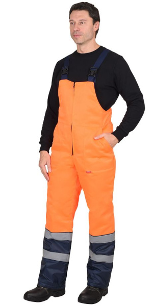 Костюм "МАГИСТРАЛЬ-3" куртка, п/к тк.Гретта, оранжевый с т. синим