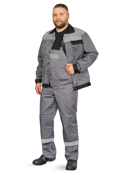 Костюм "Корпус" (куртка+п/к) тк. смесовая 65/35, пл. 240 г/м2, цв. т.серый/черный/св.серый